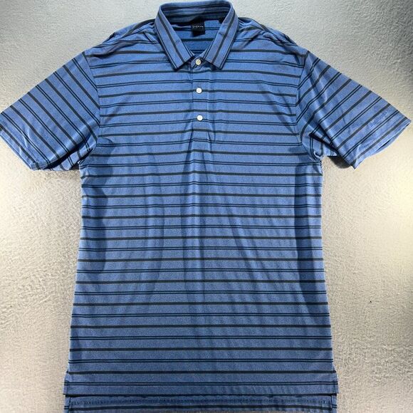 Dunning Golf Polo Shirt Mens XL Blue Striped Performance Stretch Breathable - Picture 1 of 10
